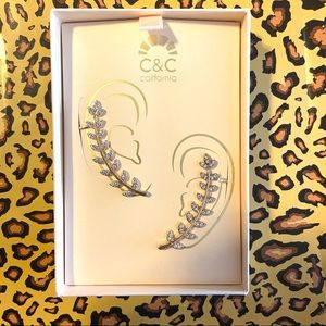 C & C California leaf cuff earring faux diamonds